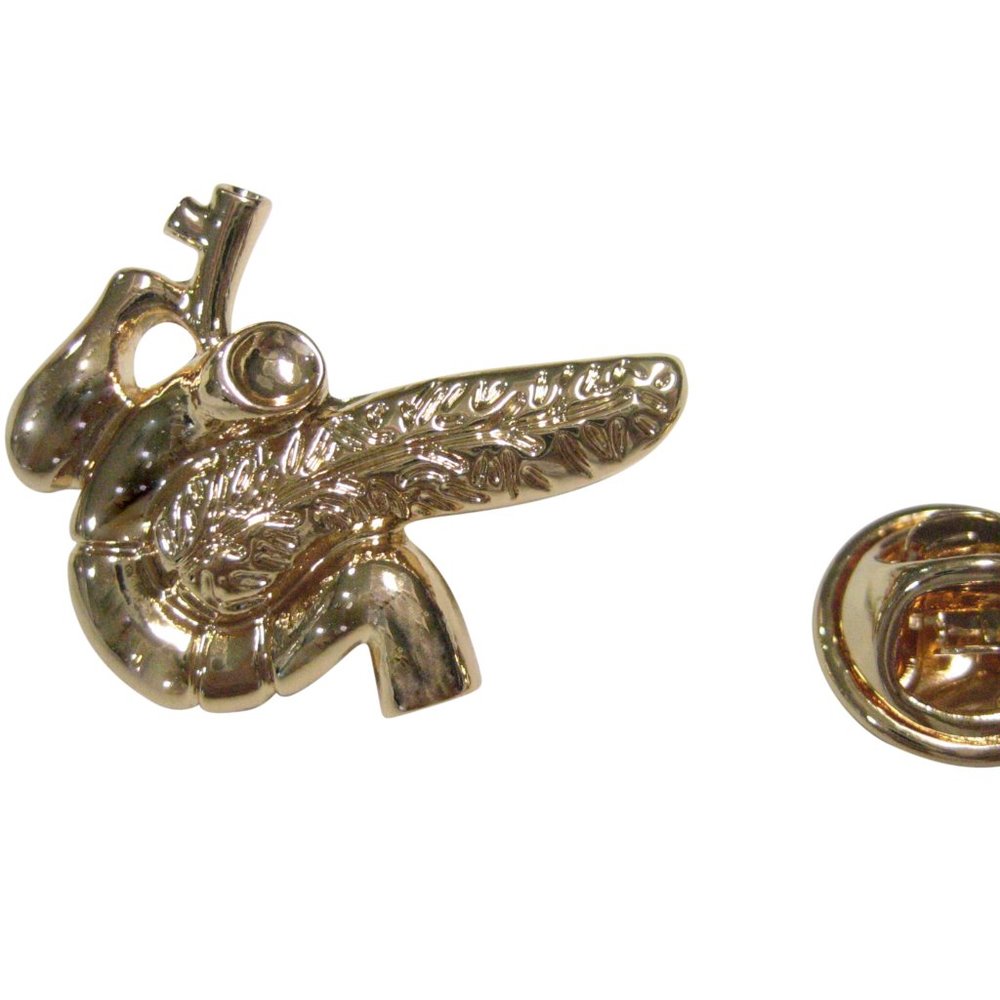Gold Toned Anatomical Pancreas Lapel Pin - Gem
